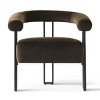 Modern Accent Chair ,Velvet Upholstered Accent Chair With Curved Backrest Armrest For Living Room Dining Room-Tanpinhause - 3 of 4