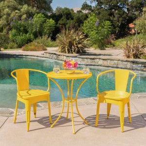 Outdoor Furniture Set, Metal Dining Set For Outdoor,  Stackable Water-Resistant Armrest Chairs-Coolbibila - 1 of 4