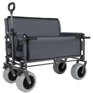 NAYSAYE Wagon 3-in-1 Folding Utility Cart with Bench Seat and All Terrain Wheels for Outdoor Use, Gray, 40.94"*25.2"*44.29" - 1 of 4