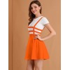 INSPIRE CHIC Women's Pleated A-Line Elastic Waist Mini Braces Suspender Skirt - 2 of 4