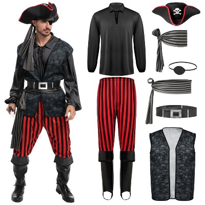 Joyfy Halloween Costume for Adult Men Captain Hook Pirate Costume for Men – Complete High-Quality Set-M