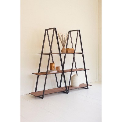 Industrial Metal and Wood Three-Tier Shelf – 75" Tall by Kalalou