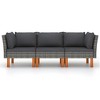 vidaXL 3-Seater Patio Sofa with Cushions Gray Poly Rattan - 3 of 4