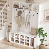 Hall Tree with Bench and Shoe Storage, 4-in-1 Tall Wood Farmhouse Entryway Bench Coat Rack, Adjustable Shelf - 2 of 4