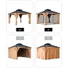 10x10 FT Hardtop Wood Gazebo for All Weather, Double Metal Roof, Wooden Frame, Net, and Curtain, for Patio, Deck, Backyard, Lawn, and Garden, Khaki - 3 of 4