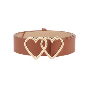 INSPIRE CHIC Women's Double Heart Buckle Fashion Casual Decorative Belts - 1 of 4