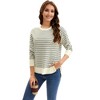 INSPIRE CHIC Women's Striped Side Slits Knit Crew Neck Long Sleeve Pullover Casual Tops - 3 of 4