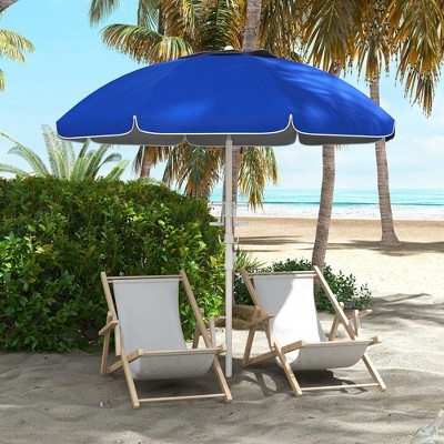 NicBex 5.7FT Beach Umbrella Portable UV-Proof Patio Umbrella UV 40+ for Sand with 2 Cup Holders & Hooks Outdoor Umbrella for Beach