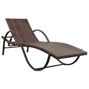 vidaXL Sun Lounger with Cushion - Durable Poly Rattan in Brown - Outdoor Patio, Deck and Garden Recliner - 1 of 4