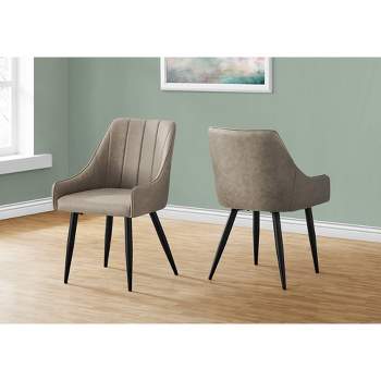2pc Vertical Tufted Upholstered Dining Chair Set with Low Armrests - EveryRoom