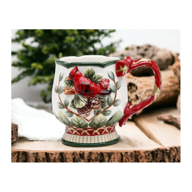 Kevins Gift Shoppe Ceramic Christmas Robin Bird Mugs (Set Of 4), 3 of 4