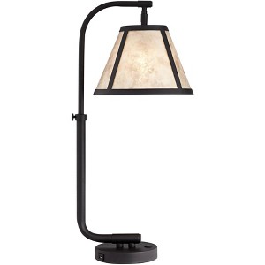 Possini Euro Design Glasgow 29" Tall Downbridge Traditional End Table Lamp USB Port Black Metal Single Mica Beige Shade Living Room Charging Bedroom - 1 of 4