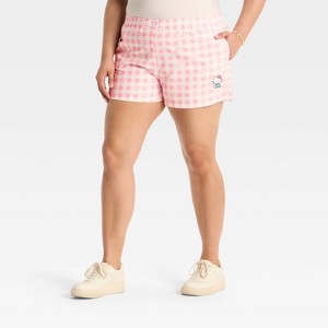 Women's Hello Kitty Gingham Graphic Shorts - Pink - 1 of 3