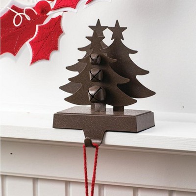 Sullivans Tree with Bell Metal Stocking Holder 7"H Brown