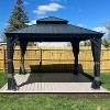 PURPLE LEAF Outdoor Gazebo Aluminum Frame Galvanized Steel Double Roof Patio Hardtop Gazebo with Curtains and Netting for Patio Lawn and Garden - 2 of 4