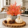 BRINJOY 2-Pack Fall Potted Artificial Eucalyptus Plants - 14" Orange Faux Greenery for Autumn Home & Shelf Decor (Large) - 3 of 4