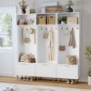 Coucheta Hall Tree with Bench and Storage, Coat Rack with Shoe Bench, Entryway Bench with Coat Rack, Hall Tree with 4 Hooks for Entryway, Living Room - 3 of 4