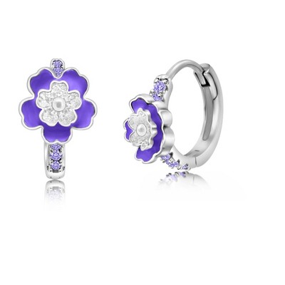 Chanteur Hypoallergenic Kids Jewelry Accessories Flower Crystal White Gold Palladium Plating hoop Earrings