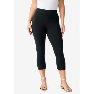 Roaman's Plus Size Essential Stretch Capri Legging - 1 of 4
