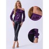 Allegra K Women's Sequin Party Sparkly Glitter Long Sleeve Off Shoulder Top - 2 of 4