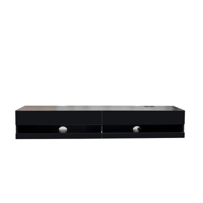 INFURNIC TV Stands and Consoles Entertainment Center Modern TV Cabinet,Wall Mounted Floating TV Stand for Living Room, Black, 75.2"*19.29"*5.91"