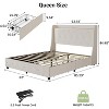 Queen Bed Frame, Linen Upholstered Bed Frame with 4 Storage Drawers, Charging Station, Metal Platform Bed Frame with Button Tufted Wingback Headboard - 2 of 4