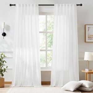 NICETOWN Light Filtering Sheer Curtain Pair - Rod Pocket/Back Tab Sheer Drapes for Bedroom/Living Room, 2 Panels - 1 of 4