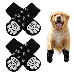 Unique Bargains Non-Slip Dog Socks Paw Protectors Black 4 Pcs - 1 of 4