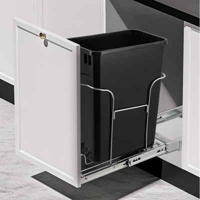 Pull Out Trash Can Under Cabinet, Stainless Steel Slide Out Garbage Can Shelf Under Sink, Adjustable Slide Out Shelf for Waste Can Under Kitchen Sink