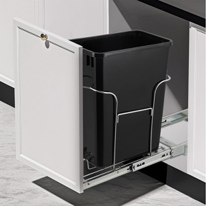 Pull Out Trash Can Under Cabinet, Stainless Steel Slide Out Garbage Can Shelf Under Sink, Adjustable Slide Out Shelf for Waste Can Under Kitchen Sink - 1 of 4