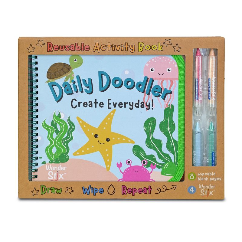 The Pencil Grip™ Daily Doodler Reusable Activity Book- Sea Life Cover, Includes 4 Wonder Stix, 1 of 7