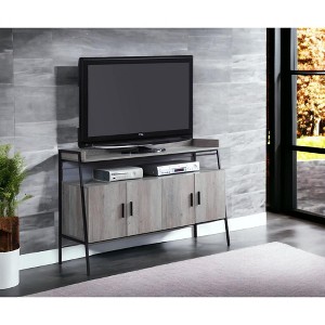 CAVINAS Industrial Style TV Stand with Metal Frame and Cabinets Entertainment Center with Storage - 1 of 4
