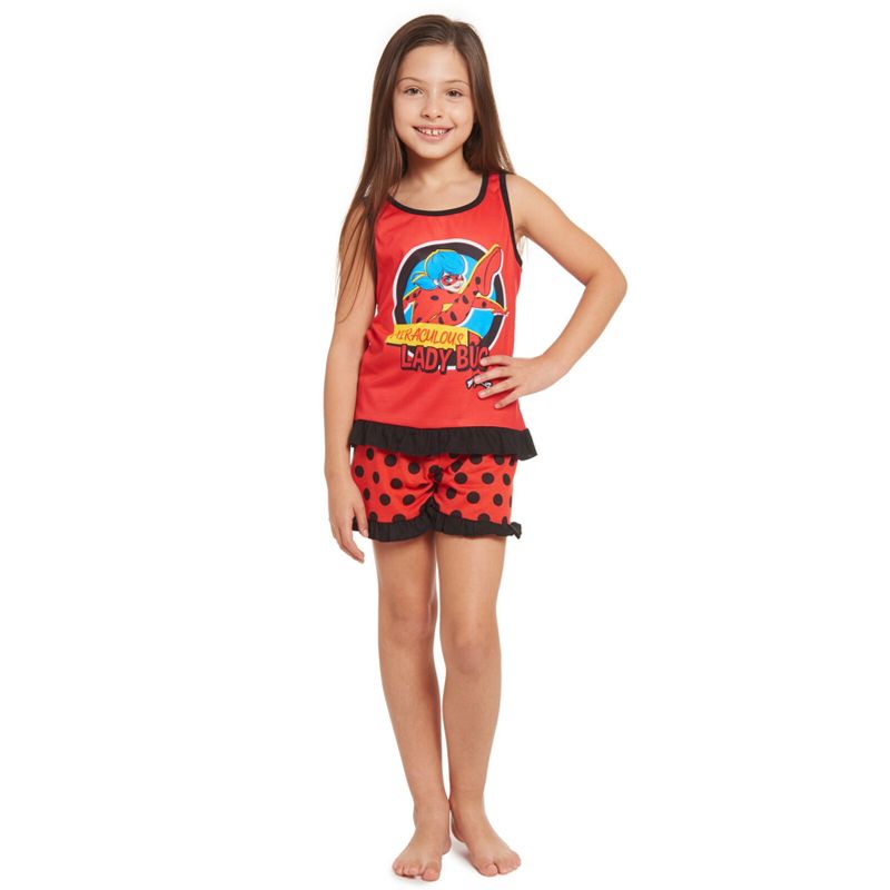 Miraculous Rena Rouge Ladybug Girls Pullover Pajama Shirt and Shorts Little Kid to Big Kid, 2 of 10