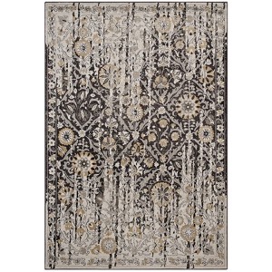 Modway Ganesa Distressed Diamond FloralLattice 5x8 Area Rug - Black/Beige,  Gripping Rubber Underside ,  Lattice Area Rug - 1 of 4