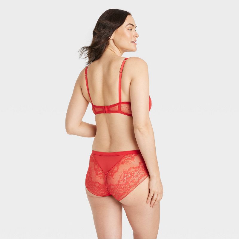 Women's Micro and Lace Hipster Underwear - Auden™ Red, 6 of 8