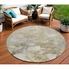 Beige Taupe And Wheat Floral Washable Indoor Outdoor Area Rug - 2 of 4
