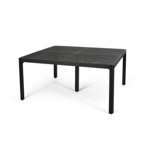 NicBex Outdoor Square Dining Table Alluminum Patio Metal Woven Tabletop,6125" W x 61.25" D x 29" H - 1 of 4