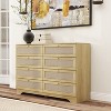 KTMBDW 8 Drawer Double Dresser for Bedroom, Rattan Chest of Dressers, Modern Wooden Dresser Chest with Golden Handles for Living Room,Entryway,Natural - 3 of 4