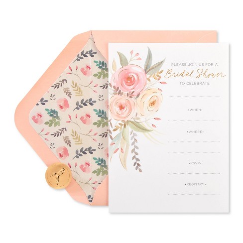 20ct Wedding Invitation Cards Coral Floral - Papyrus : Target