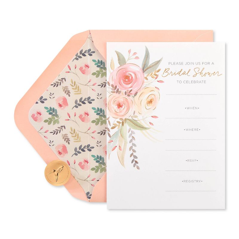 20ct Wedding Invitation Cards Coral Floral - PAPYRUS, 1 of 6