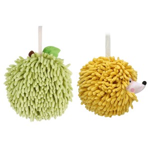 REGALWOVEN 2 Pcs Comfortable Soft Absorbent Chenille Ball Fuzzy Hand Towel for Home Decor - 1 of 4