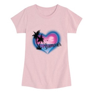 Girls' Instant Message Summer Airbrush Heart Fitted Short Sleeve