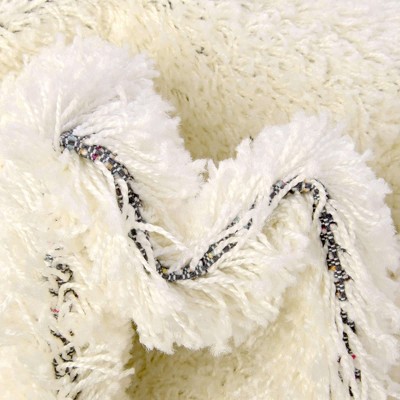 Snow White 3'3" Square Shag Rug for Easy Care and Kids' Spaces