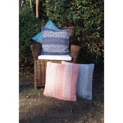 Pim Diamond Stripe Slate and White Indoor-Outdoor Pillow
