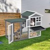 2-Tier Rabbit & Chicken House - Weatherproof Outdoor/Indoor Pet Cage with Non-Slip Ramp, 4 Access Doors - 3 of 4