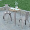Emma and Oliver Indoor/Outdoor Dining Table, 23.75" Round All Weather Poly Resin Top with Steel Base - 3 of 4