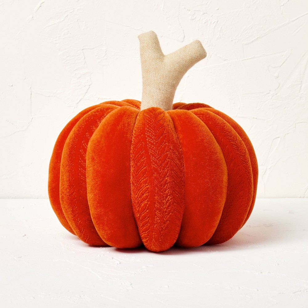 Pumpkin Shaped Velvet Accent Pillow Orange - Opalhouse™ designed with Jungalow™