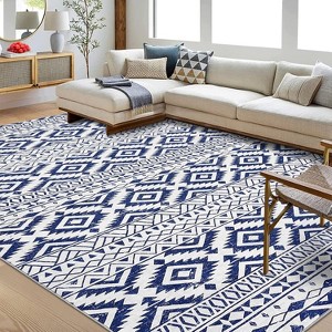Indoor Washable Low Pile Area Rug, Vintage Accent Mat, Non-Shedding Throw Carpet for Bedroom Nursery Office Living Room Hallway Entrance Laundry Room - 1 of 4