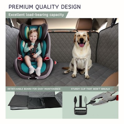 Gray Waterproof Car Seat Cover with Mesh Window and Storage Pockets