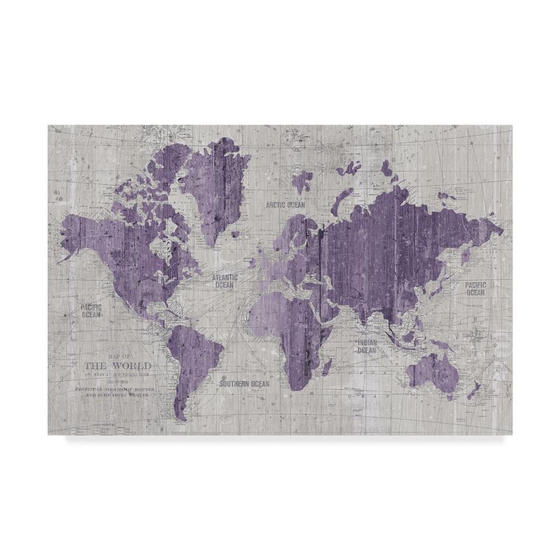 Trademark Fine Art -Wild Apple Portfolio 'Old World Map Purple Gray' Canvas Art, 2 of 5